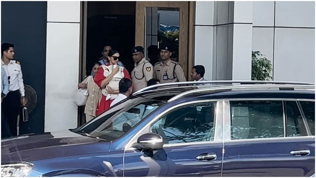 Deepika Padukone spotted with daughter dua padukone singh while returning from bengaluru to mumbai