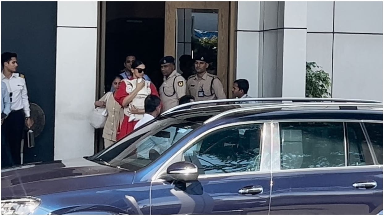 Deepika Padukone spotted with daughter dua padukone singh while returning from bengaluru to mumbai