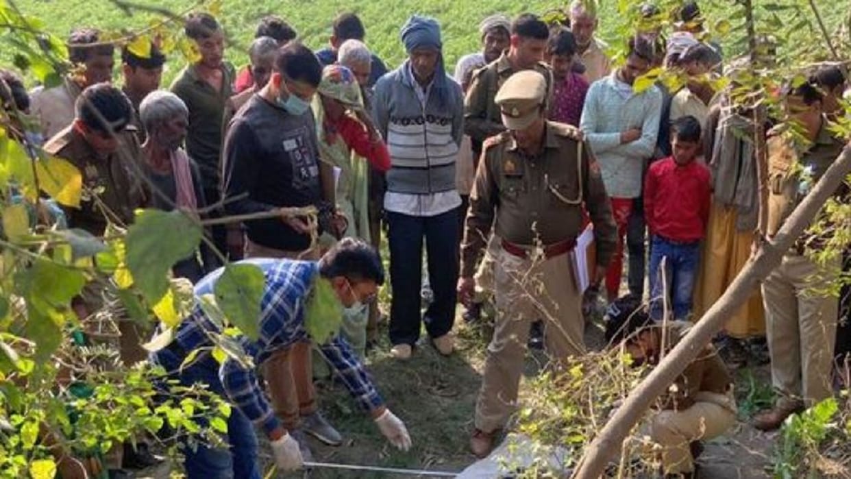 A woman was murdered in Muzaria and her body was thrown in a field, rape suspected