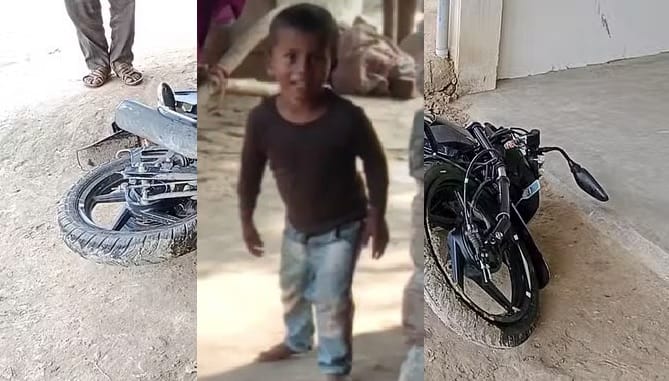 Kanpur accident Teenage drunk drove bike on empty road hit a four year old child both in custody