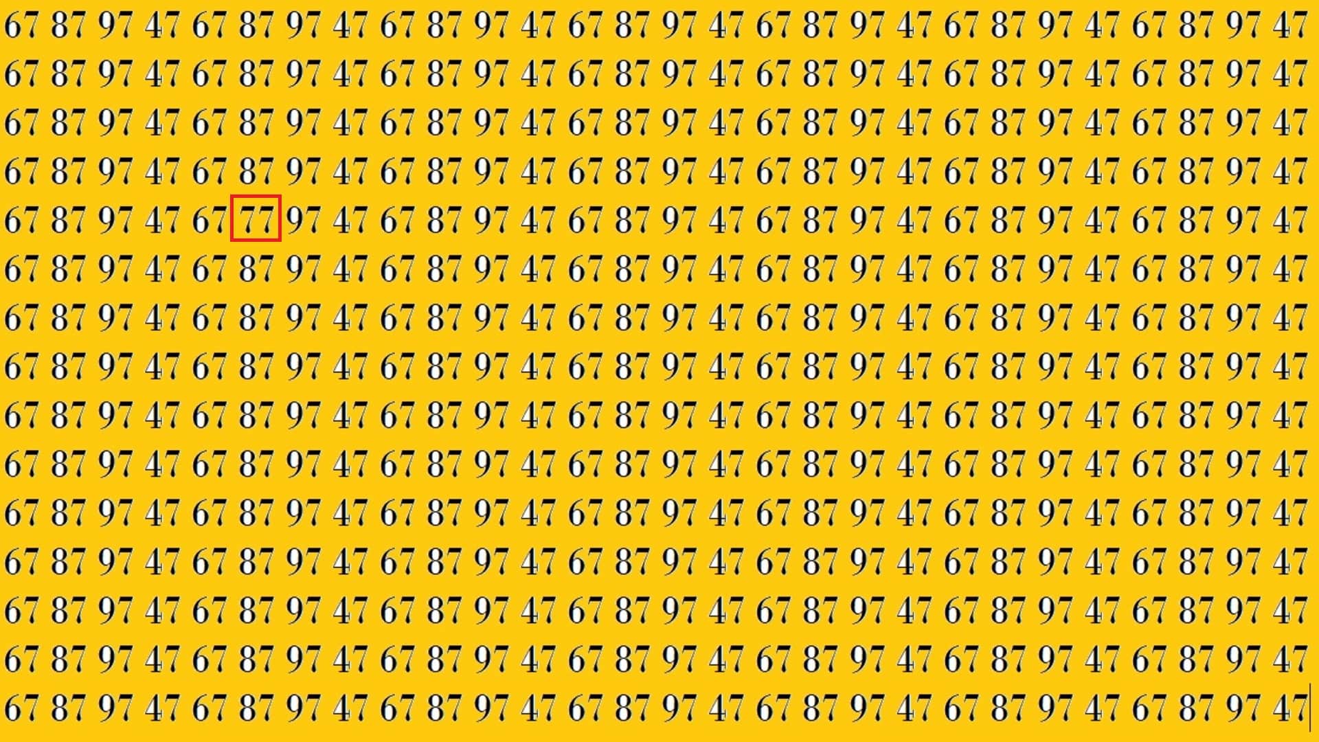 optical illusion iq test puzzle Can You Spot 77 in 21 seconds