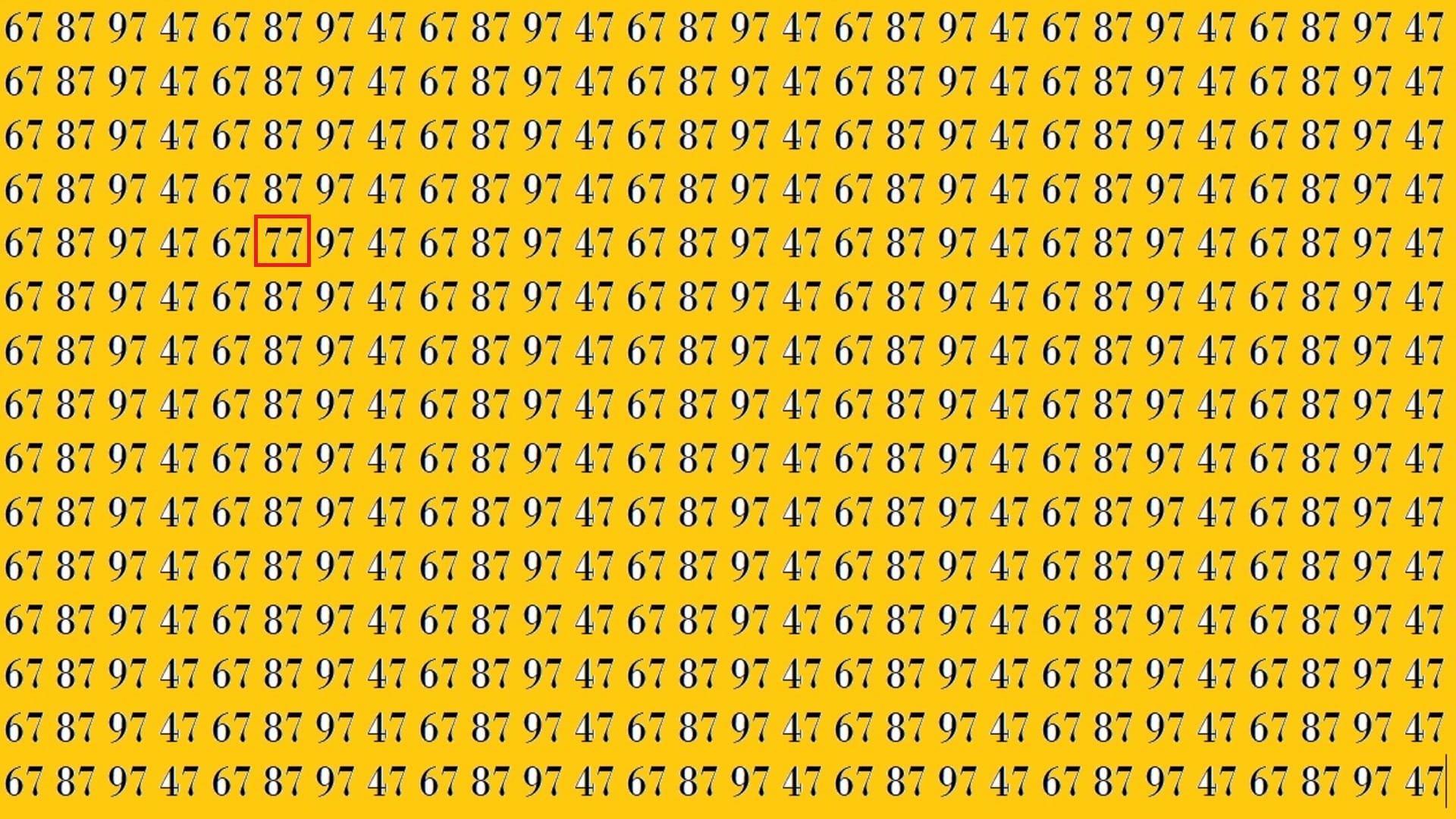 optical illusion iq test puzzle Can You Spot 77 in 21 seconds