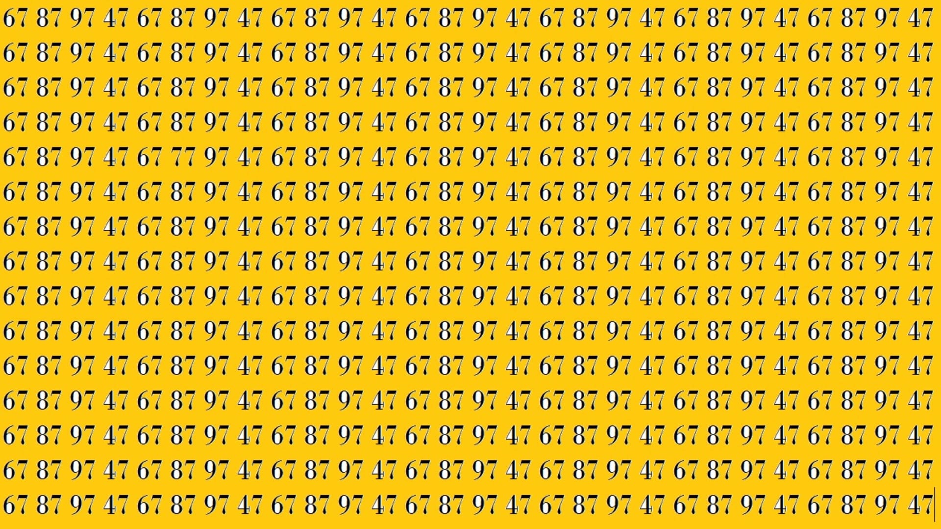 optical illusion iq test puzzle Can You Spot 77 in 21 seconds
