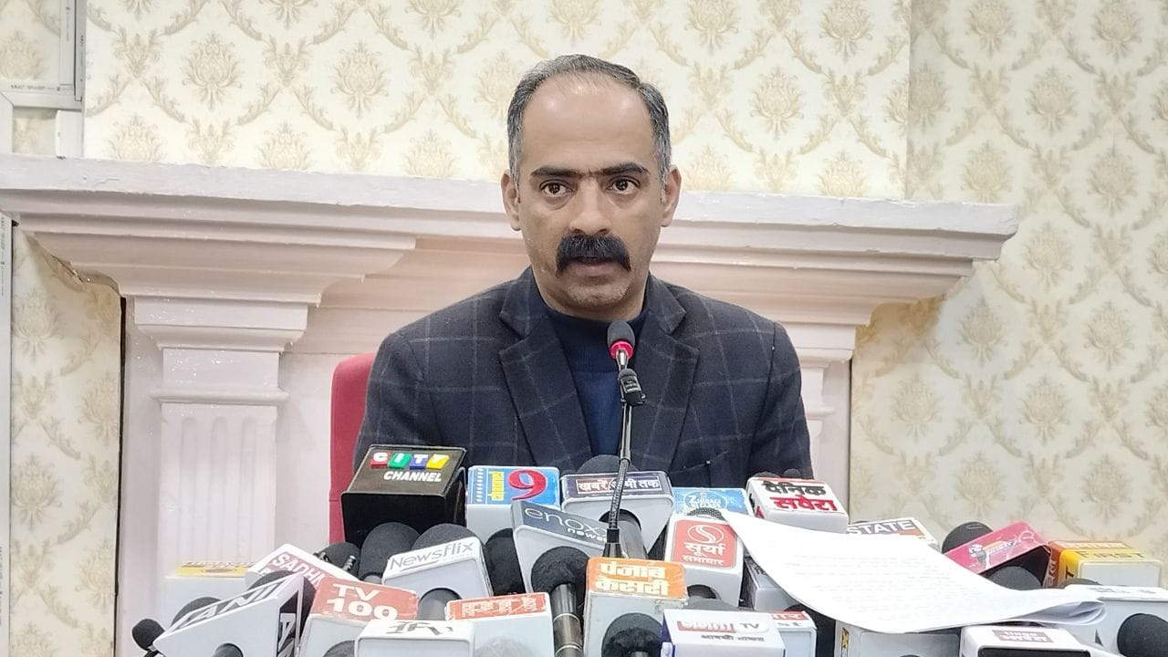 Press conference of Panchayati Raj and Rural Development Minister Anirudh Singh at the Secretariat