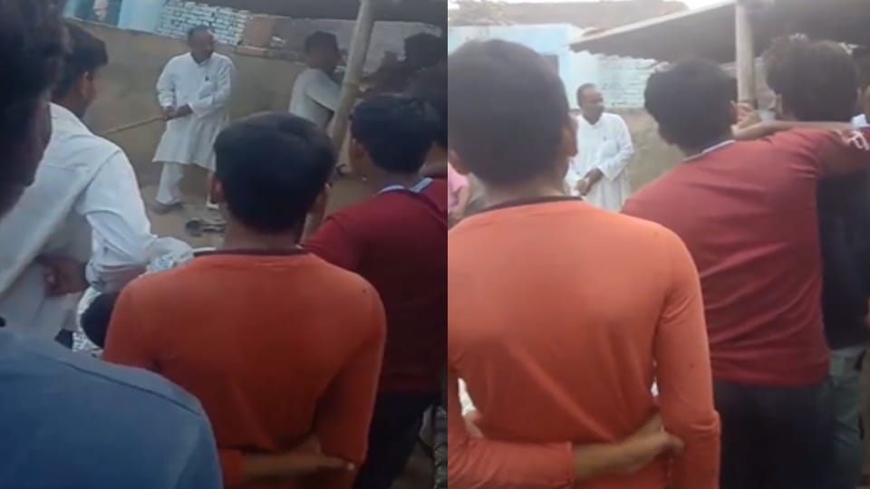 Meerut: Gram Pradhan gave Taliban punishment, tied youth to pole and beat him brutally