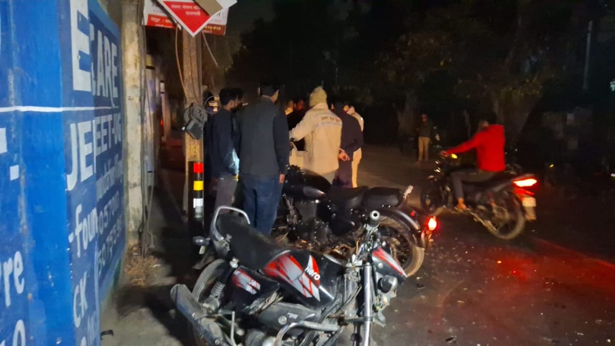 High speed havoc in Varanasi: Two bikes collided head on three injured taken to hospital