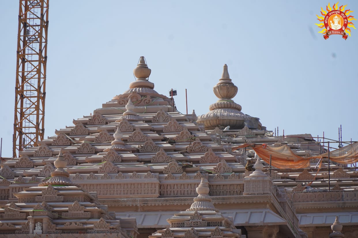 Shikhar of Ramlala temple prepared in Ayodhya.