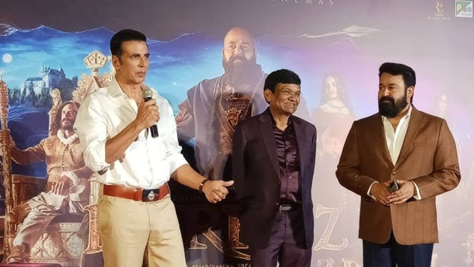 Barroz hindi trailer launch mohanlal akshay kumar shaan Jayantilal Gada Santosh Sivan pics viral