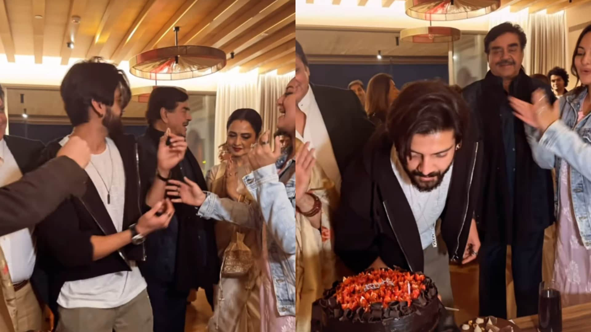 Zaheer Iqbal celebrates his Birthday with Sonakshi sinha and Family rekha also joins