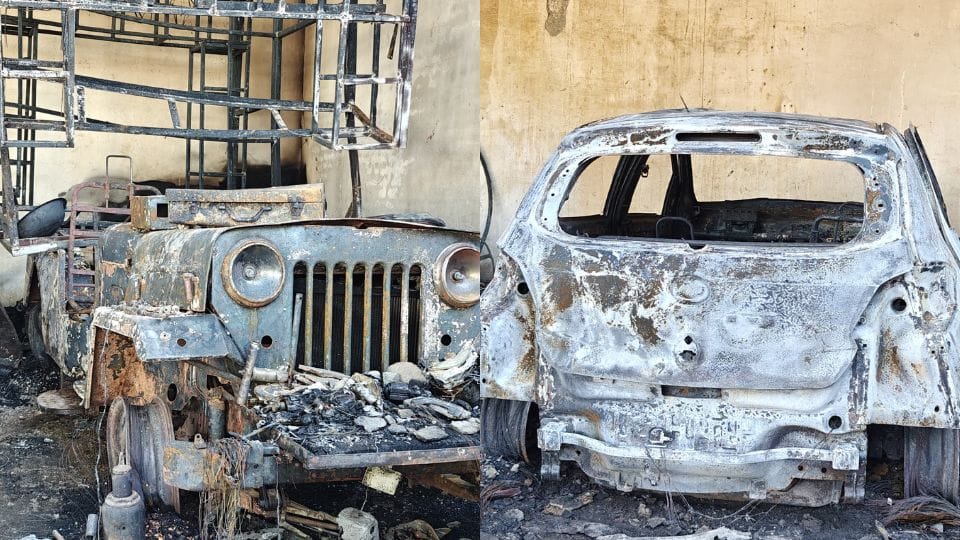 massive fire broke out due to short circuit while charging an electric car in Jhansi