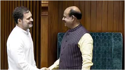 राहुल गांधी और ओम बिरला।