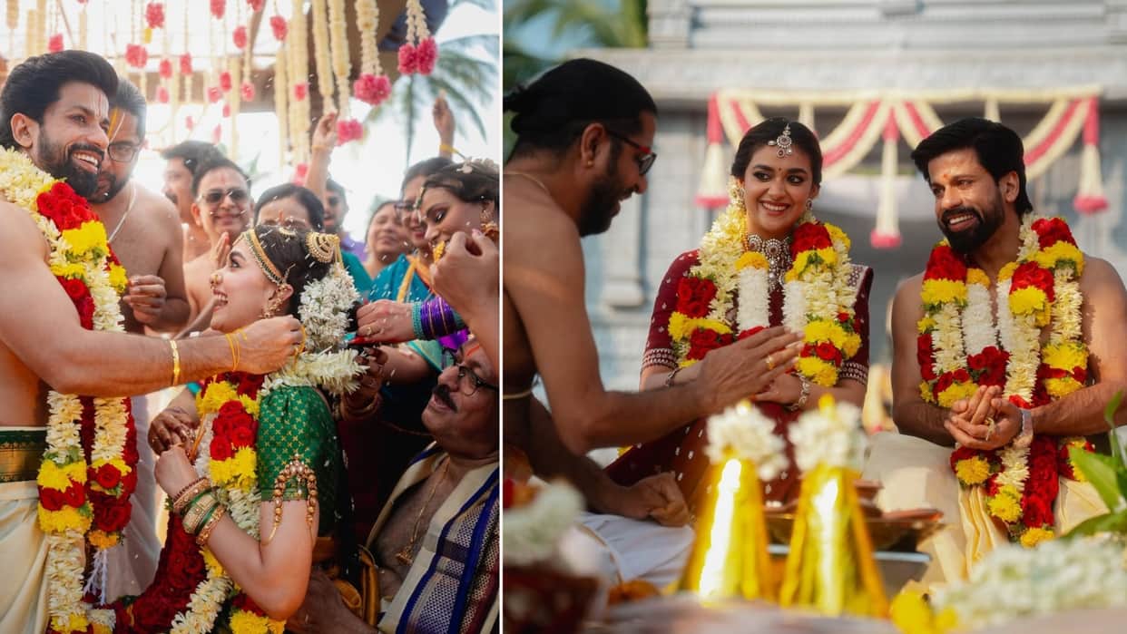 keerthy suresh shares wedding first photos bride groom marry antony thattil goes viral