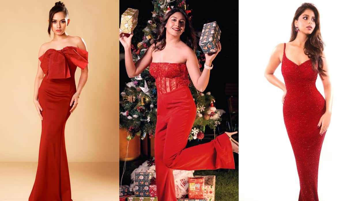 Christmas 2024 trendy red colour dress for Christmas party