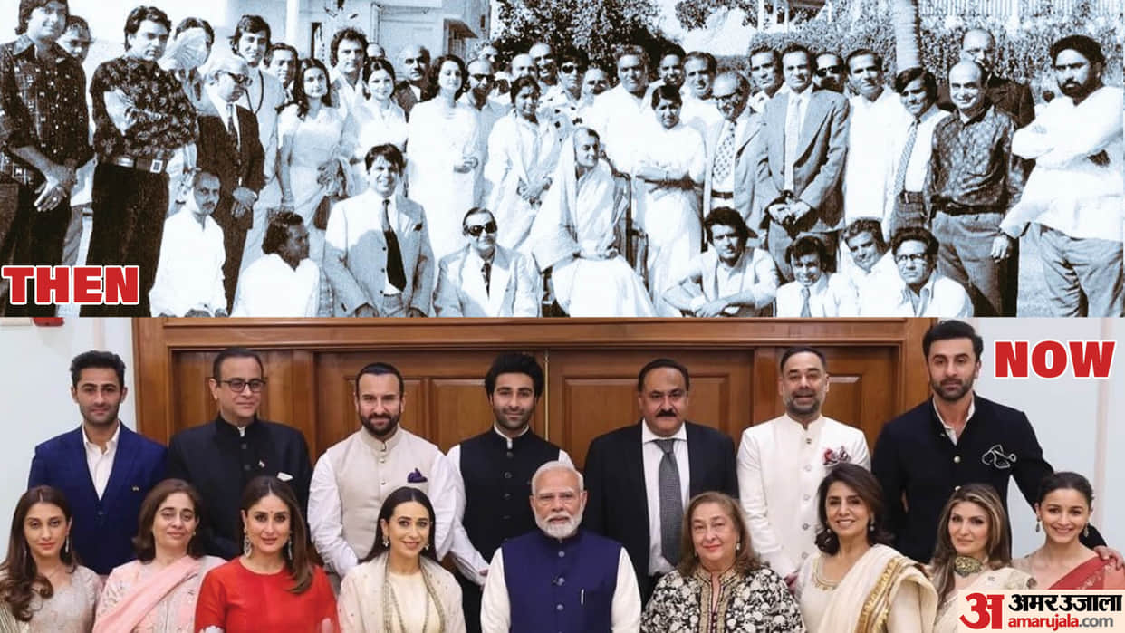 pm modi meets kapoor family and bollywood celebs see viral pic of raj kapoor dilip kumar with indira gandhi