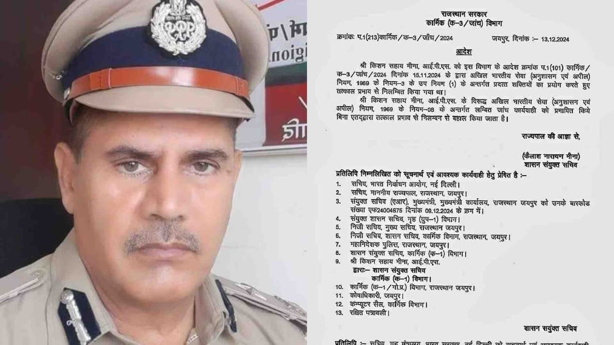 Jaipur News: IPS officer Kishan Meena reinstated from suspension