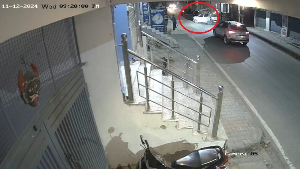 A car coming from the street at high speed hit the car running on the main road in haldwani