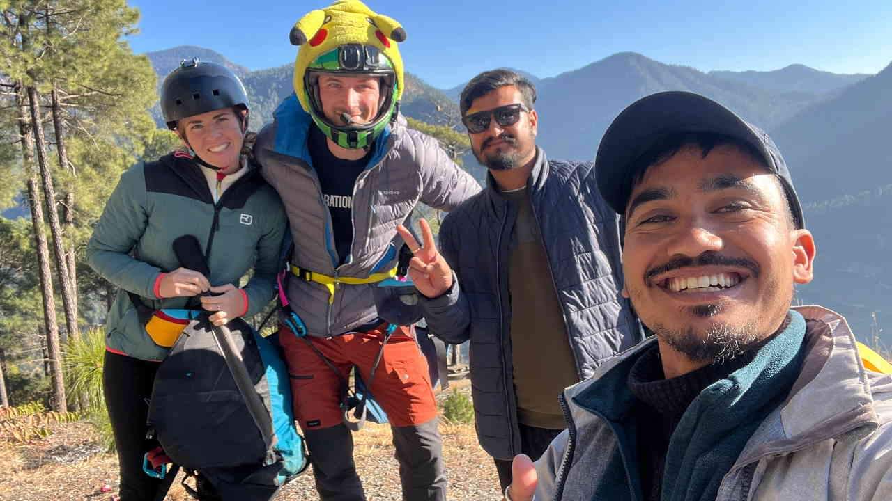 Paragliding in Varunavat Two foreigners did paragliding for first time from Varunavat Top adventure tourism