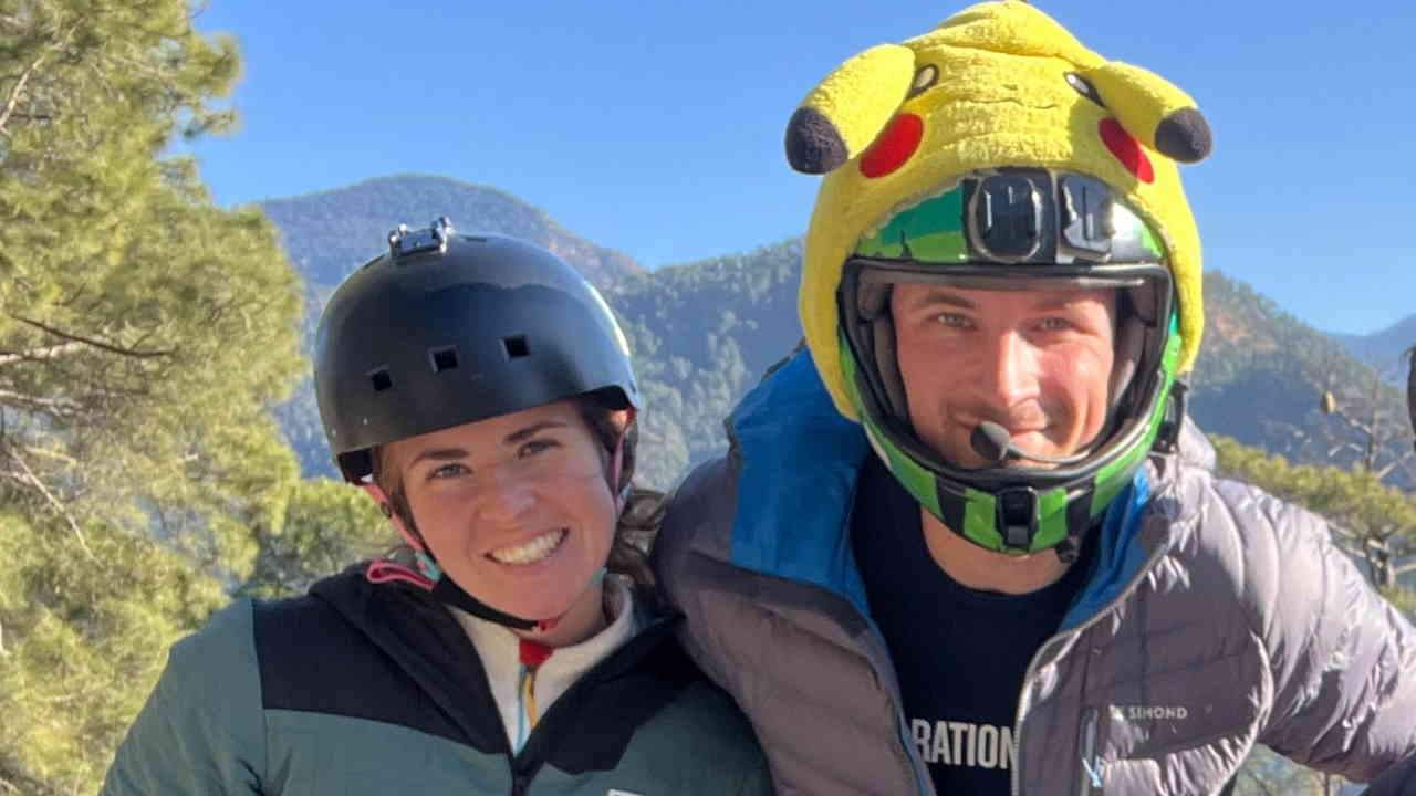 Paragliding in Varunavat Two foreigners did paragliding for first time from Varunavat Top adventure tourism