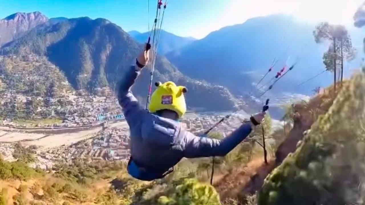 Paragliding in Varunavat Two foreigners did paragliding for first time from Varunavat Top adventure tourism