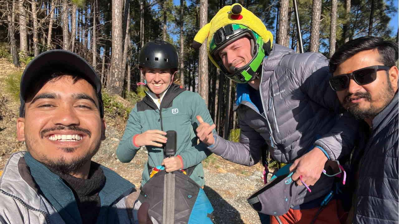 Paragliding in Varunavat Two foreigners did paragliding for first time from Varunavat Top adventure tourism