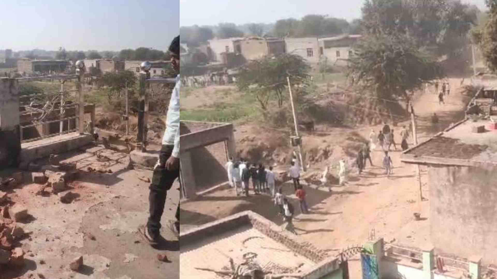 चोर गढ़ी गांव में पत्थरबाजी।