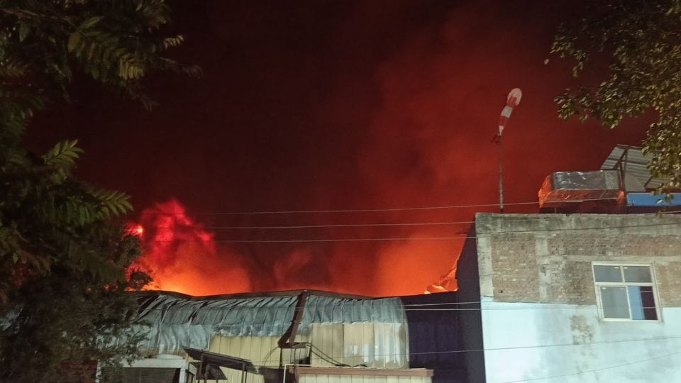 massive fire broke out in a polythene manufacturing factory