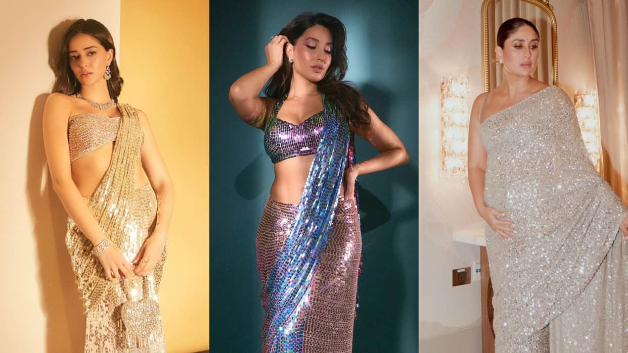 Year Ender 2024 Celebrities in Sequin Saree See Photos