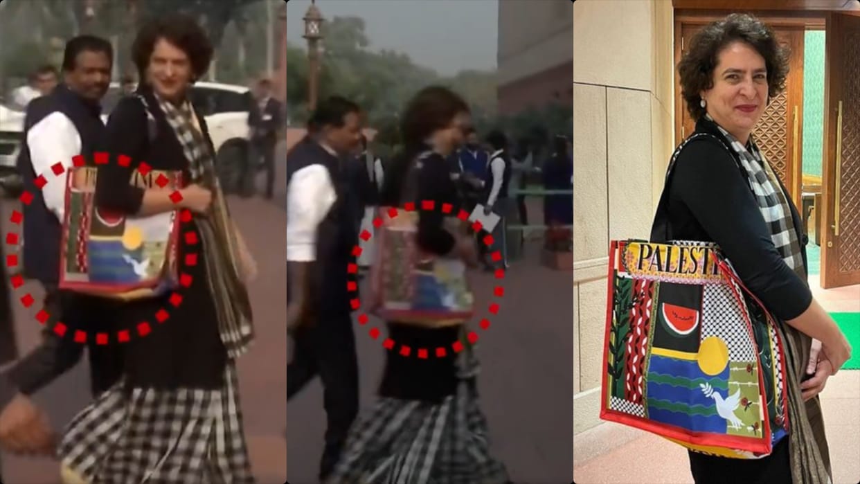 Congress MP Priyanka Gandhi Vadra's 'Palestine' tote bag gains eyeballs at Parliament news in hindi