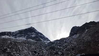 Light snowfall on the high peaks of Lahaul including Rohtang Pass