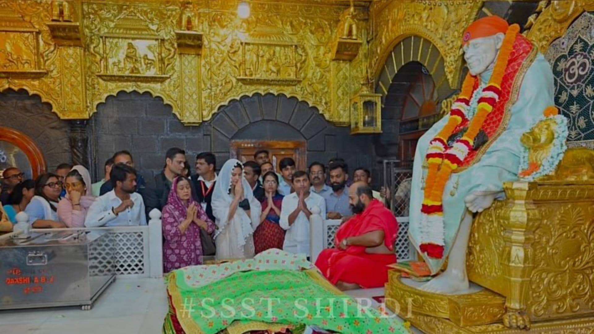 Katrina Kaif day out with her mother in law Veena Kaushal visited the revered Sai Baba temple in Shirdi