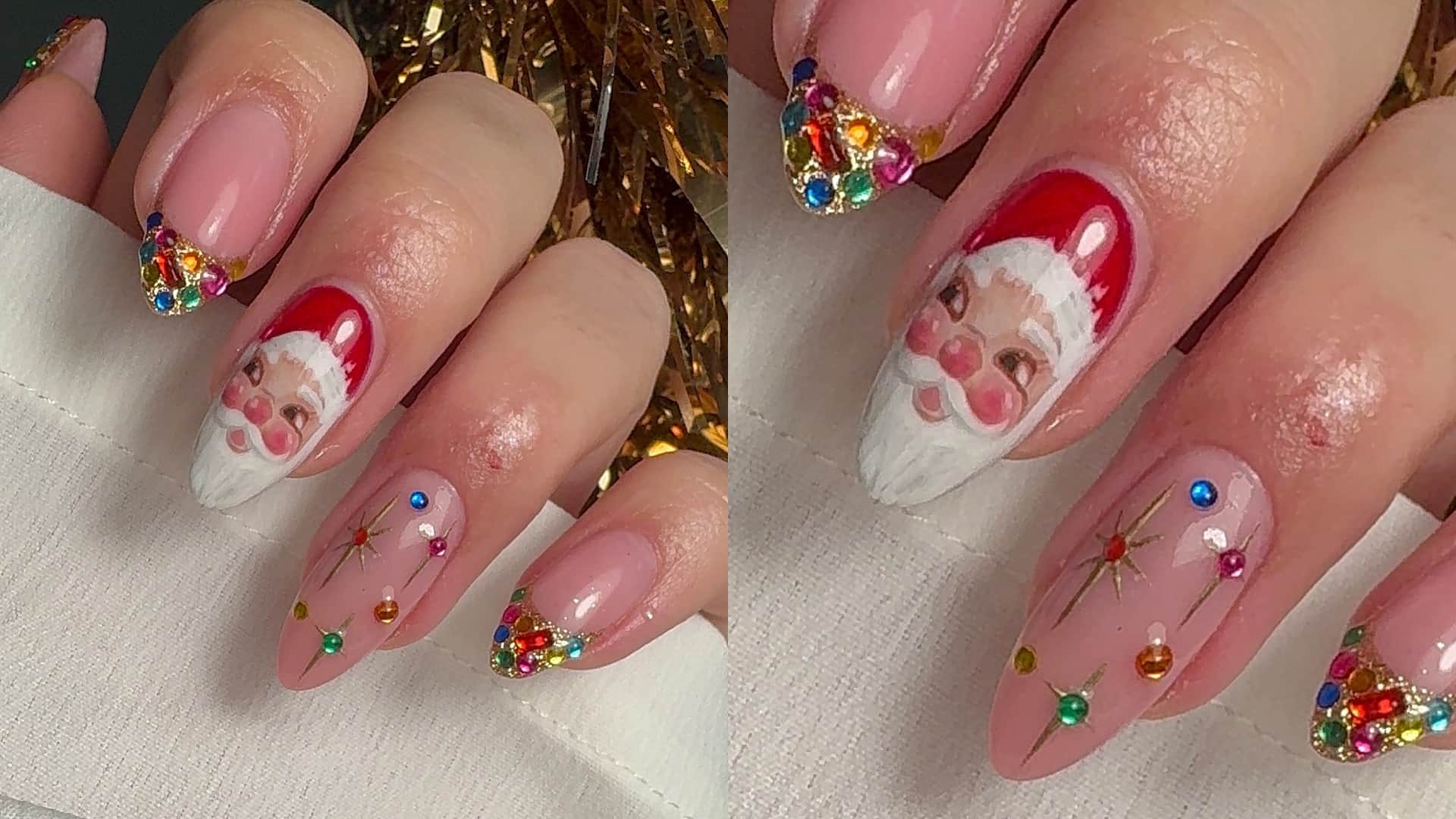 Christmas Special Nail Art for long and short nails images