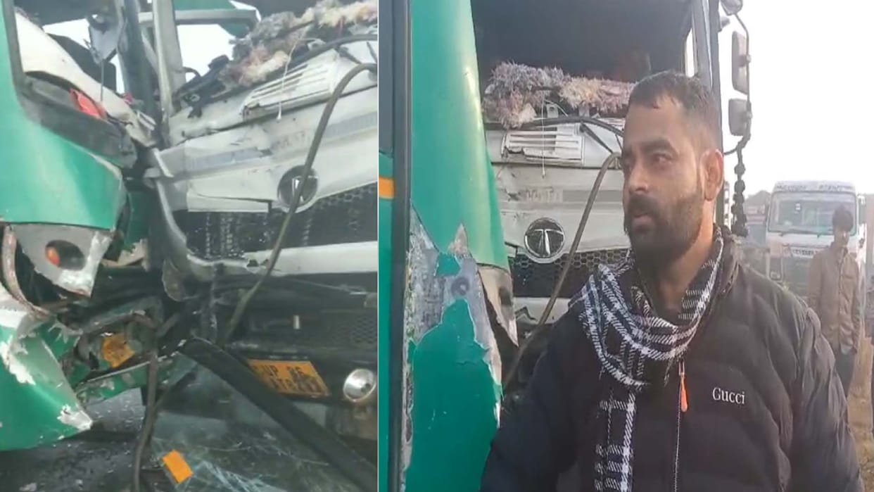 Dumper coming from wrong direction collided with sleeper bus, five people injured