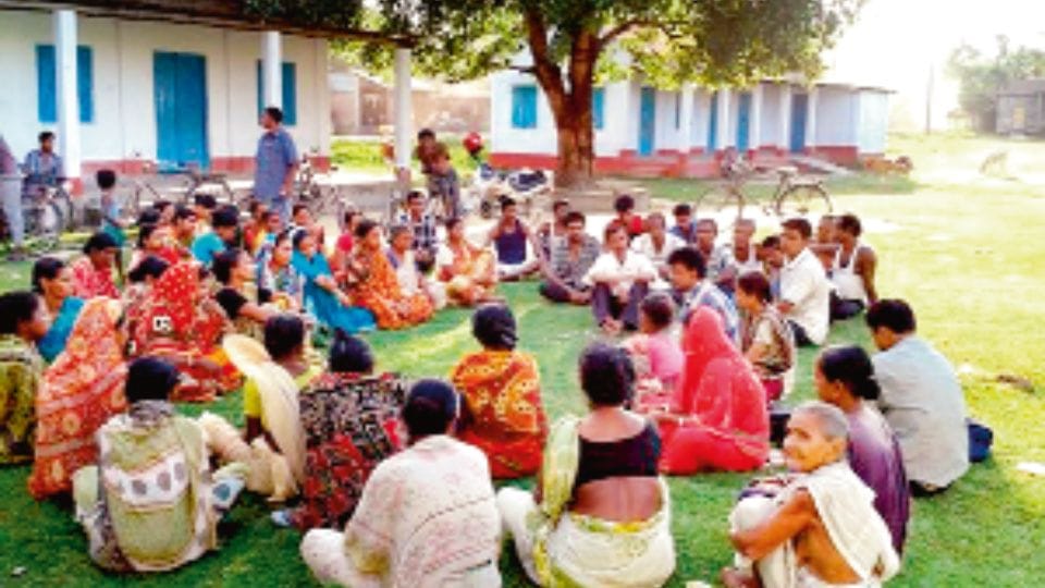 Gram Sabhas existence vanishing structure of village society destroying any existence merely symbolic