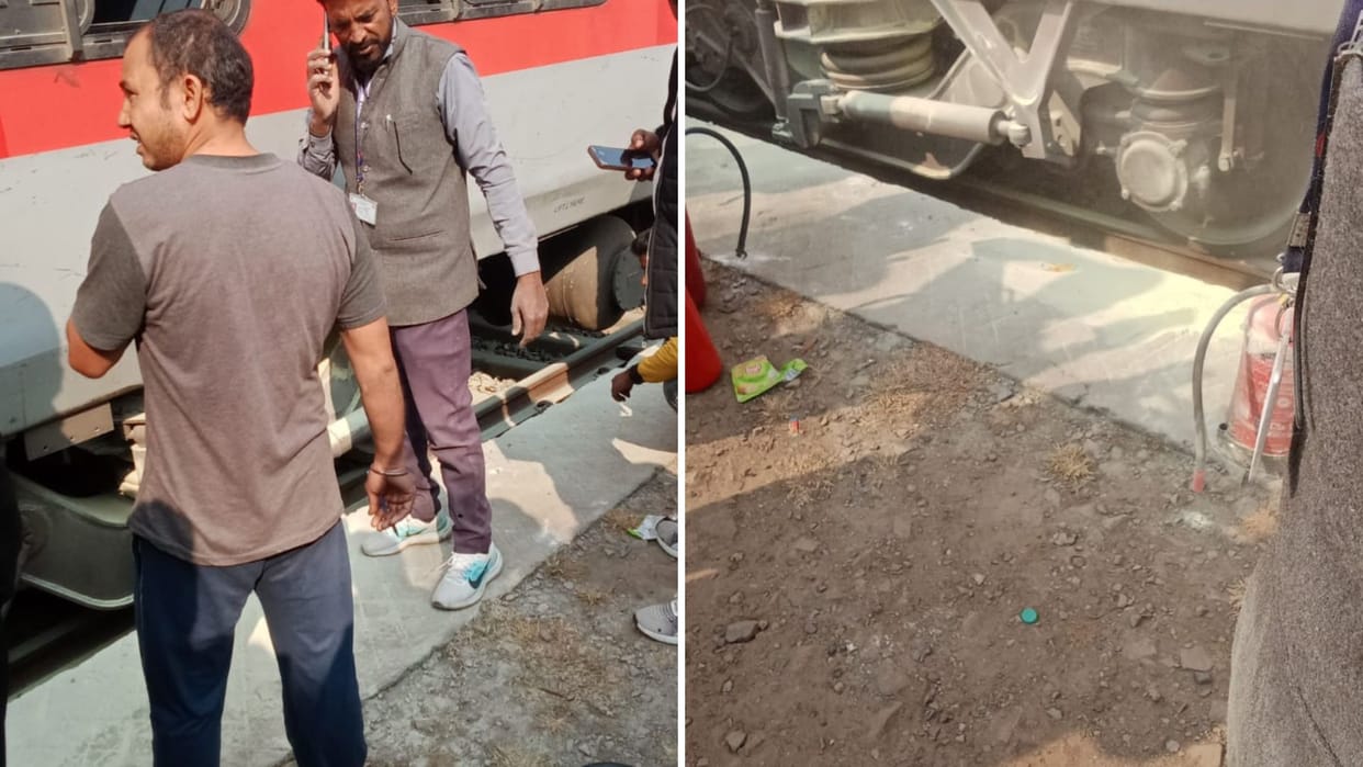 Accident averted due to the presence of mind of the loco pilot smoke started coming out from the wheel