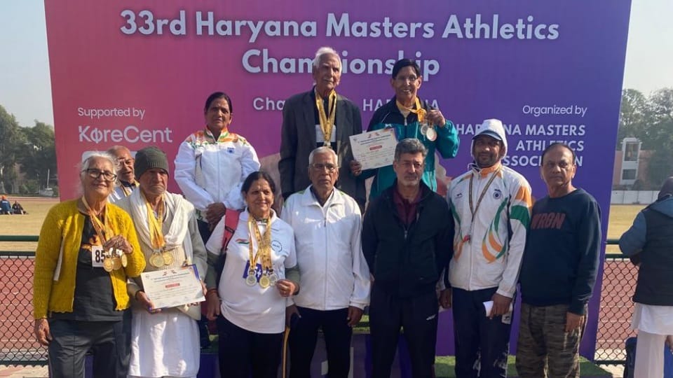 KK Bajaj won three gold medals in 90 plus age group