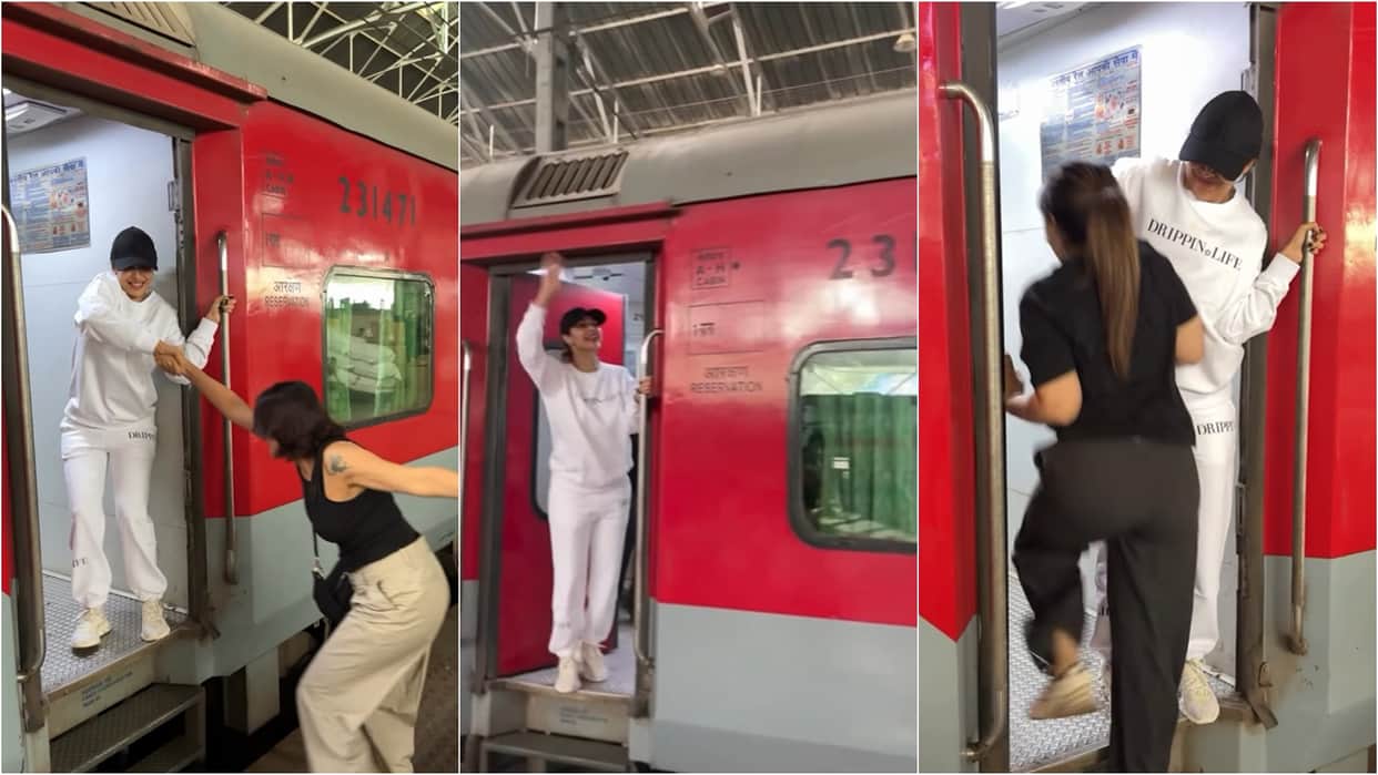Malaika Arora Recreates iconic train scene of Raj and Simran from shah rukh khan and kajol DDLJ Movie