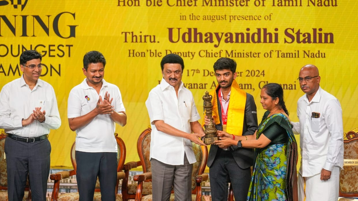 Tamil Nadu CM Stalin honored world champion Gukesh, announced the establishment of a chess academy
