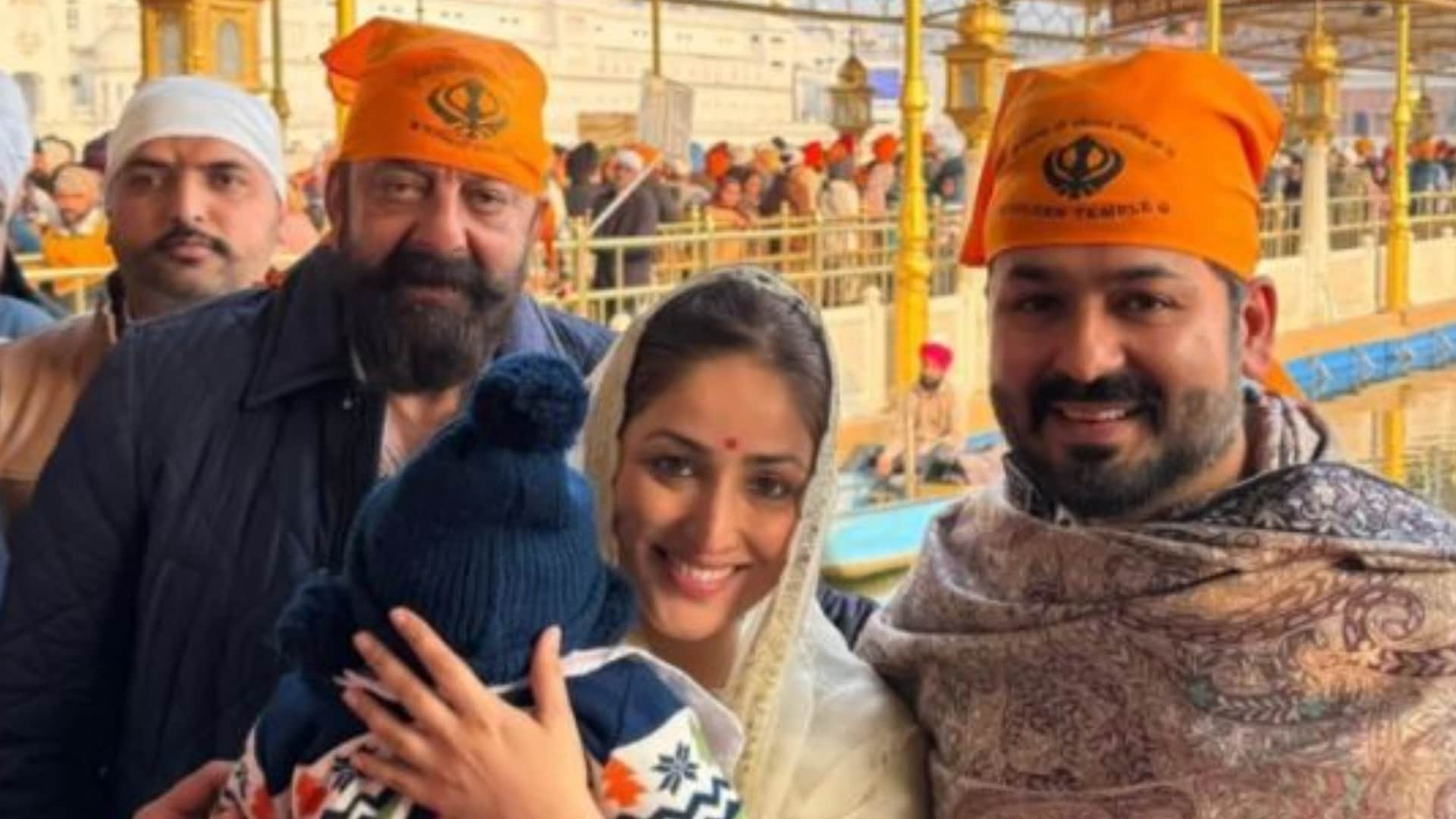 Yami Gautam at Golden Temple along with their son Vedavid husband Aditya Dhar seek blessings with Sanjay Dutt