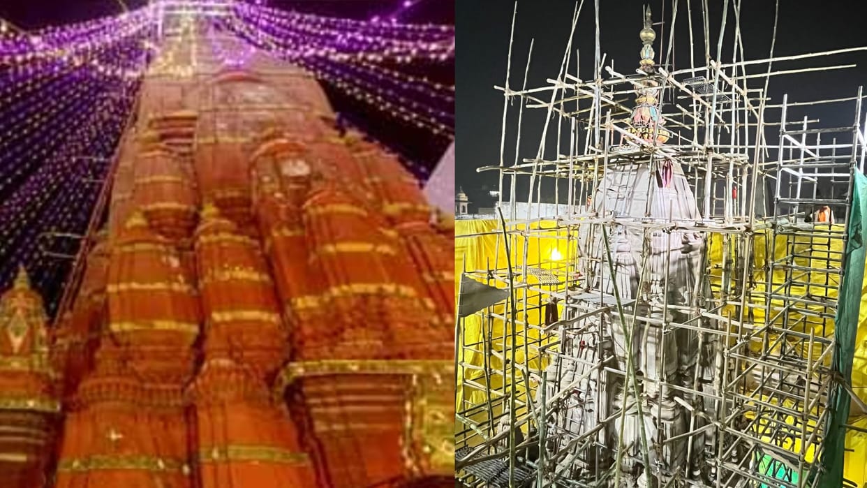 Annapurna Temple Red color off from walls And Chunar stones now visible