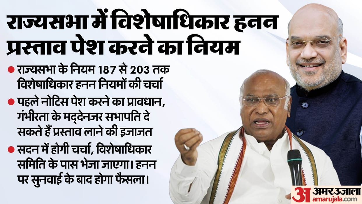 BR Ambedkar Row Congress Privilege Notice BJP Amit Shah Rajya Sabha Mallikarjun Kharge Opposition news updates