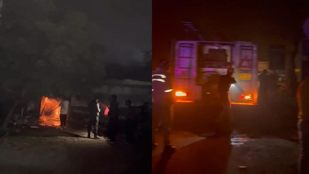 Hardoi Fire A huge fire broke out in an electronics warehouse five fire engines brought it under control