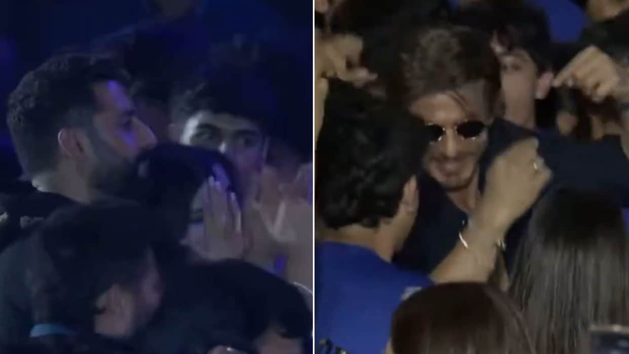 Aishwarya Rai Abhishek Bachchan SRK Suhana Dance Together on Deewangi at Aaradhya Abram Annual Day Dhirubhai