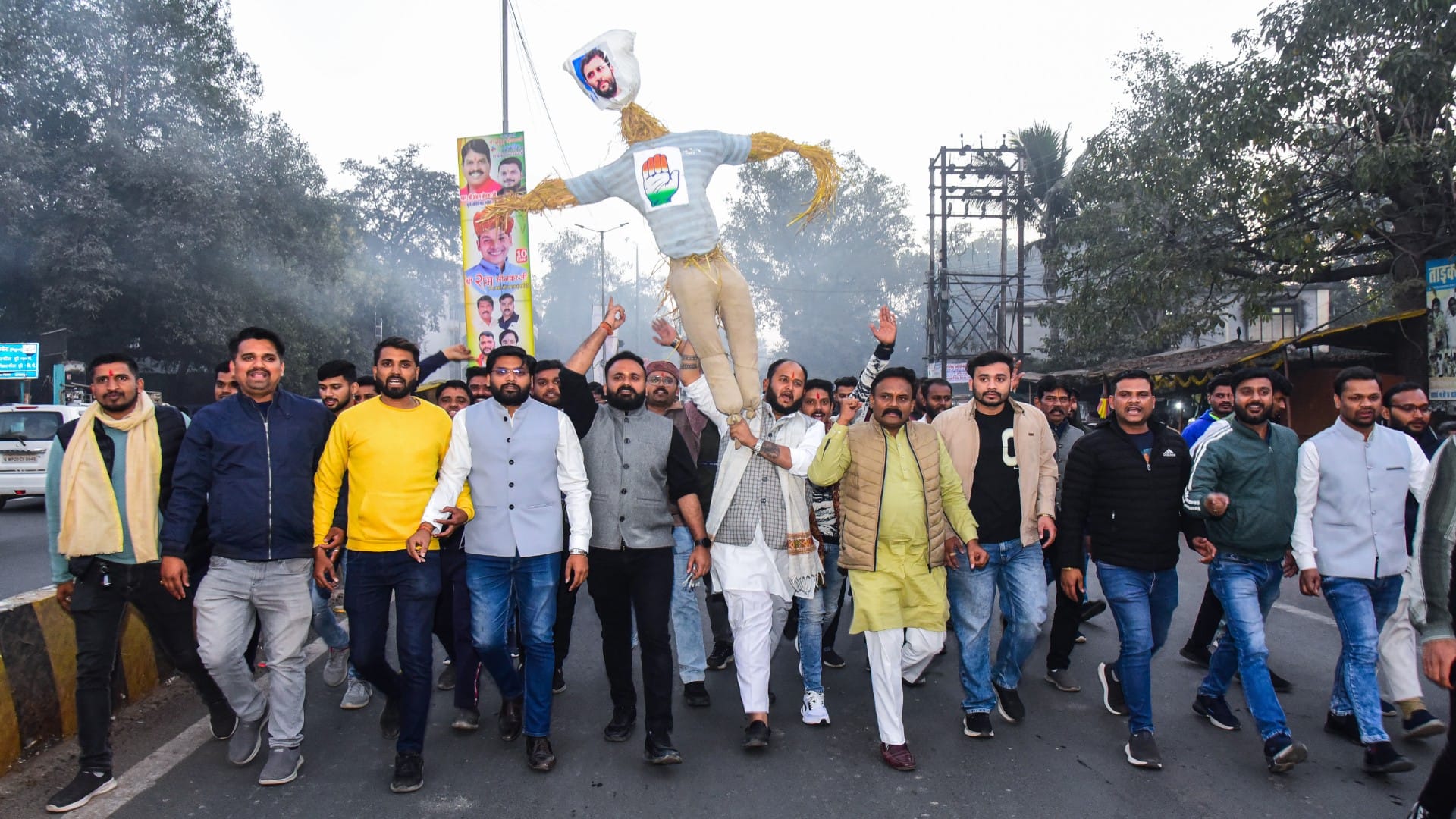 भारतीय जनता युवा मोर्चा का प्रदर्शन