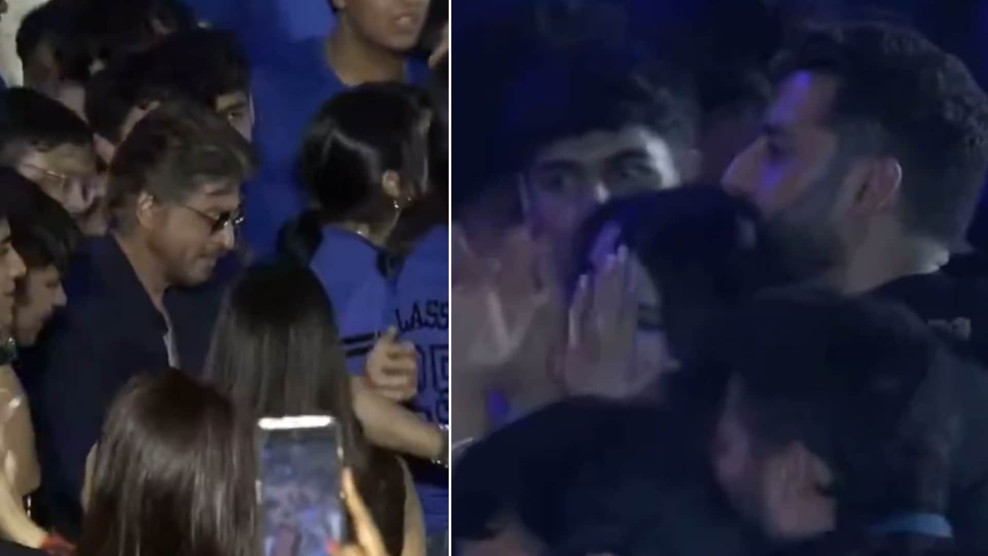 Aishwarya Rai Abhishek Bachchan SRK Suhana Dance Together on Deewangi at Aaradhya Abram Annual Day Dhirubhai