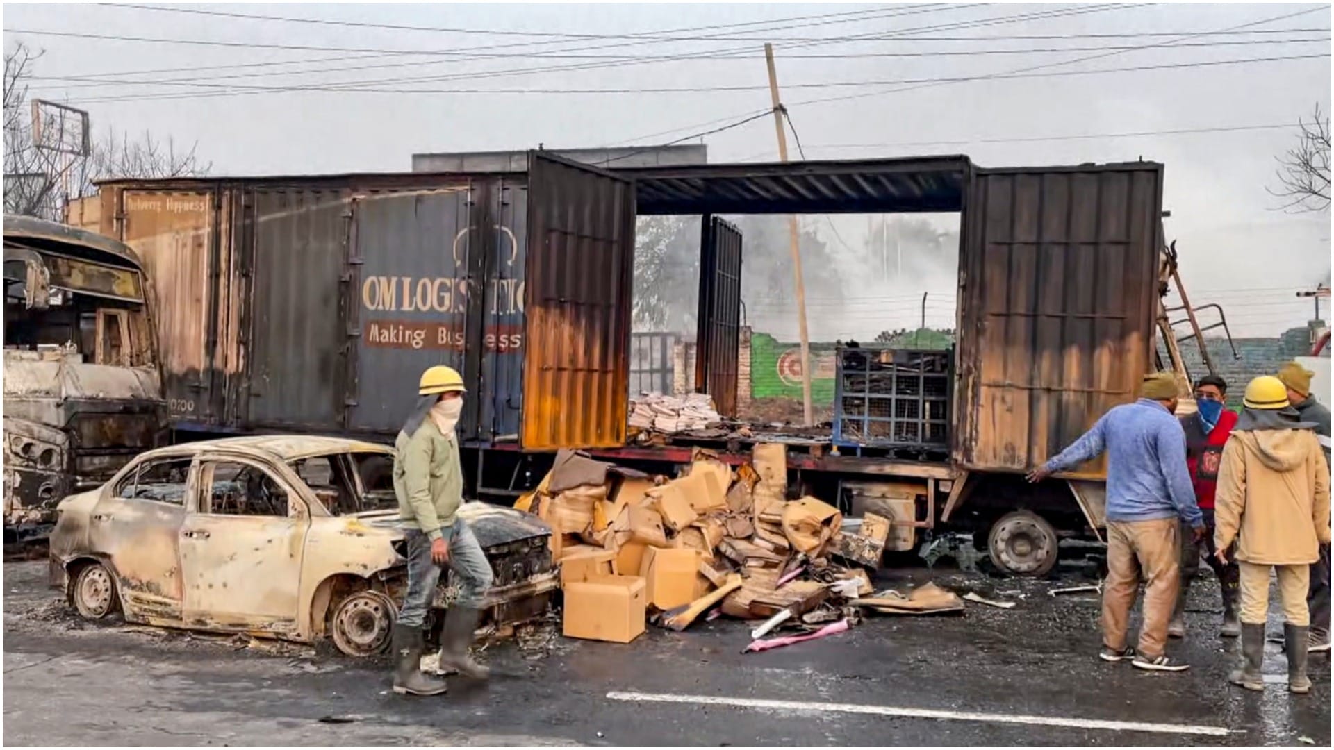 Rajasthan Fire Photos: Many dead injured in fire after truck carrying chemical collides with other vehicles