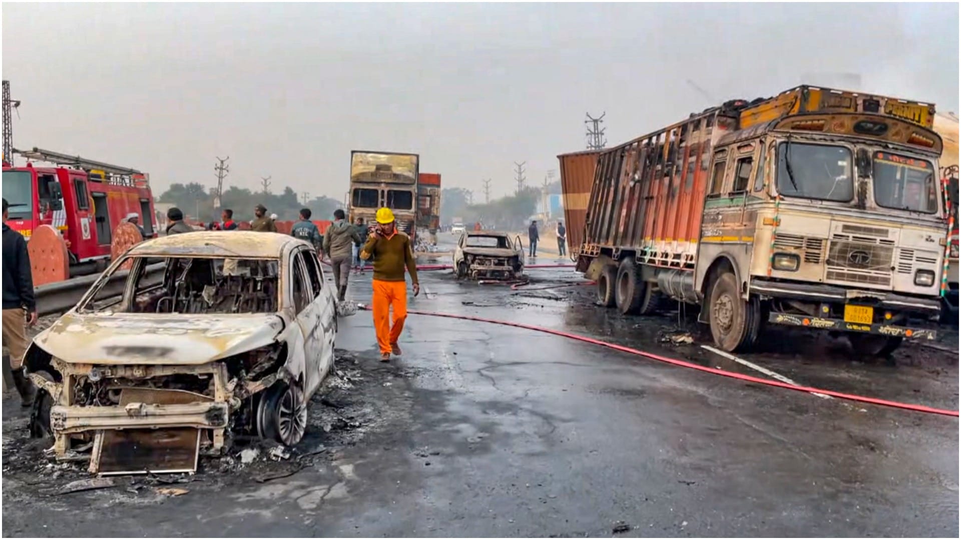 Rajasthan Fire Photos: Many dead injured in fire after truck carrying chemical collides with other vehicles