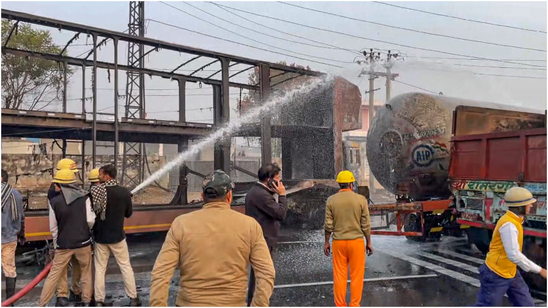 Rajasthan Fire Photos: Many dead injured in fire after truck carrying chemical collides with other vehicles
