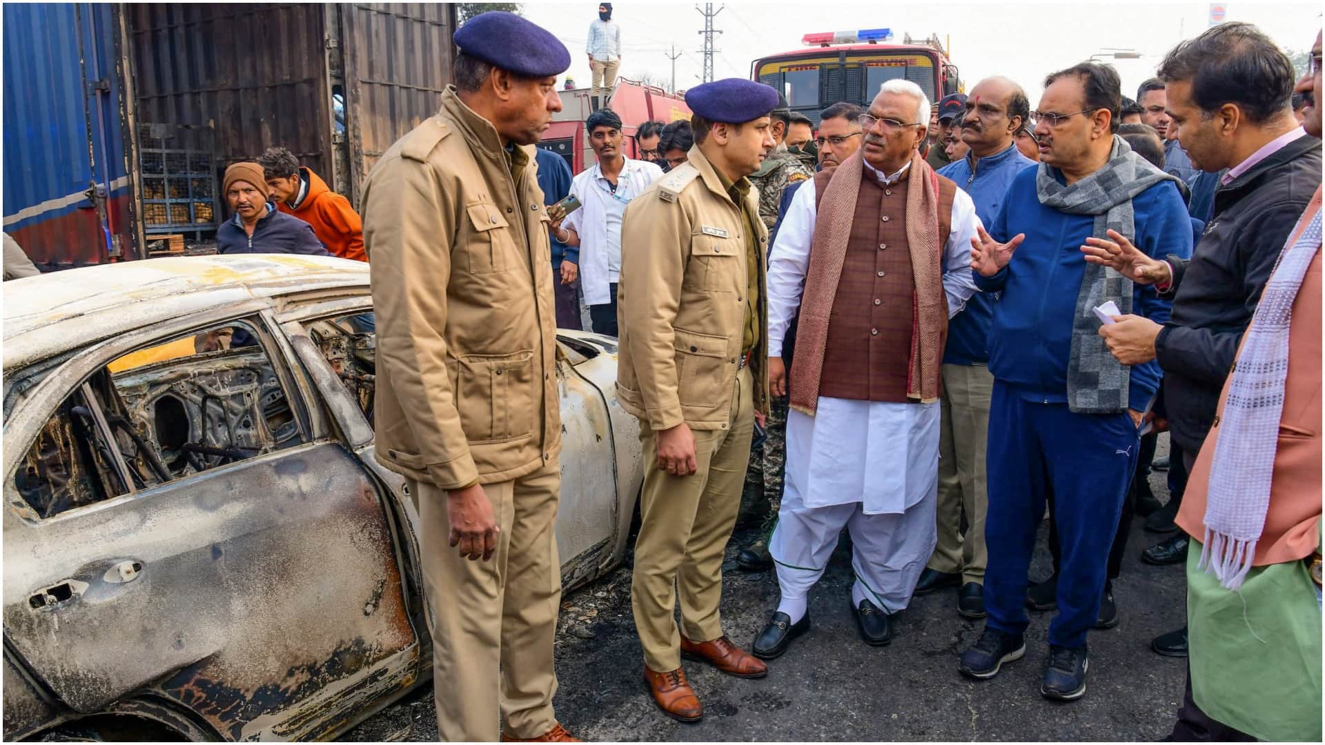 Rajasthan Fire Photos: Many dead injured in fire after truck carrying chemical collides with other vehicles