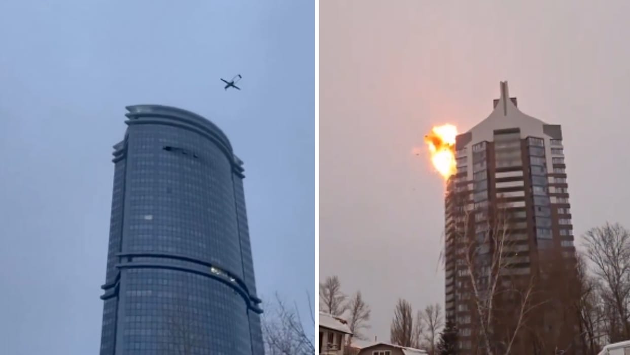 russia kazan many high rise buildings attacked by drones like 9/11 ukraine