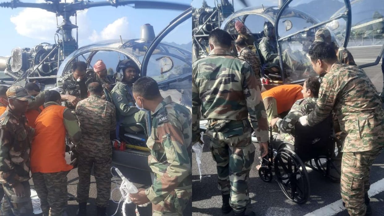 Indian airforce evacuates 12 paramilitary personnel sikkim